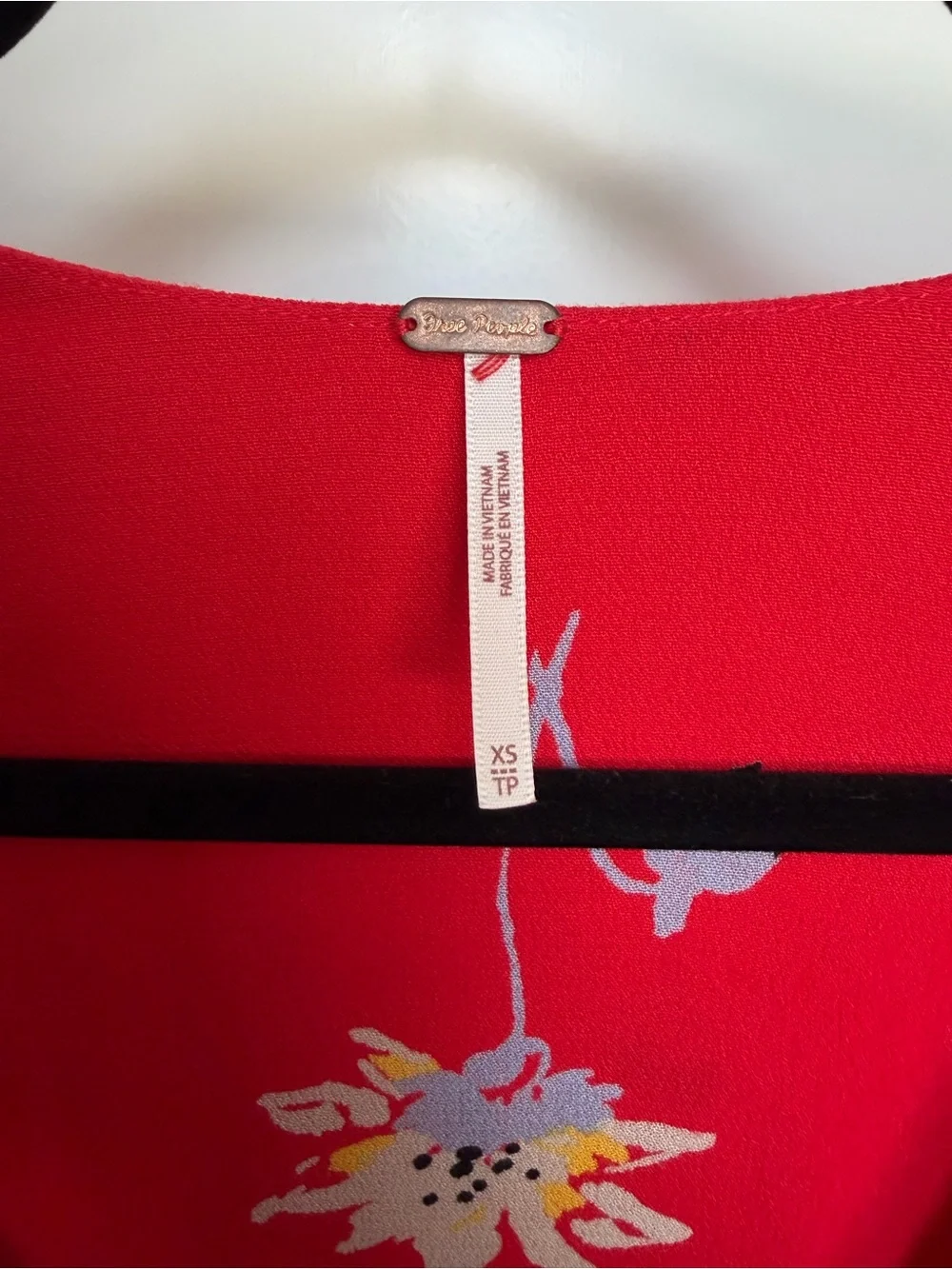 Free People Time on My Side Red Floral Wrap Dress (XS)